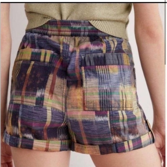 Anthropologie patchwork shorts NEW medium cotton tie dye southwestern - Picture 4 of 12